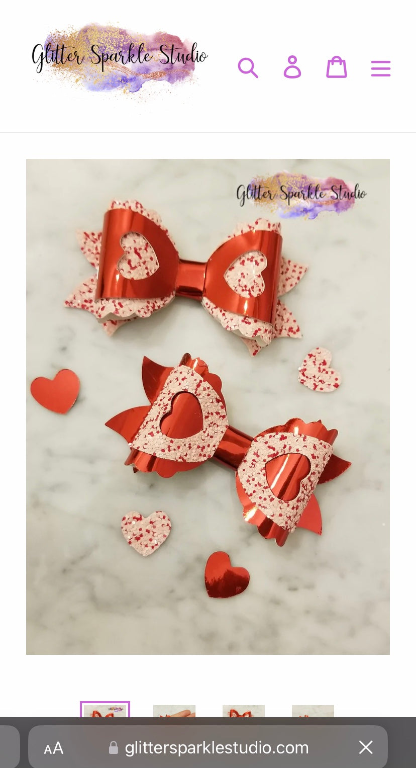 5” Scalloped Tilted Hearts Bow Die-GSS